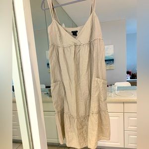 Calvin Klein size L, 100% linen summer dress. The color is a sand/light grey.